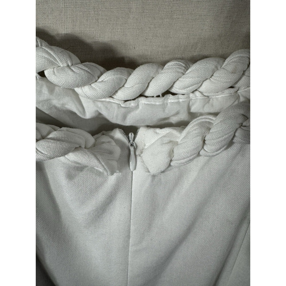 Lulus White Braided Trim Mini Dress Women's Medium Linen Blend Coastal Boho - Picture 4 of 8